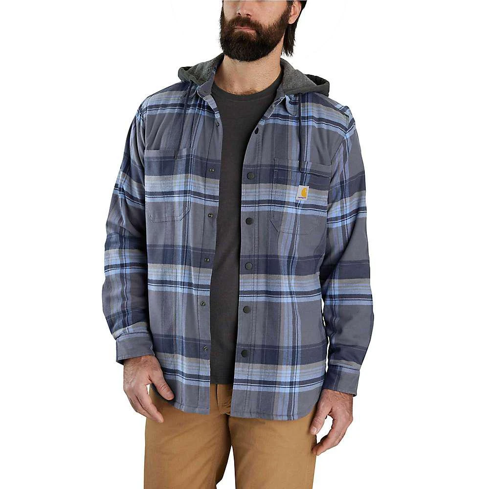 商品Carhartt|Carhartt Men's Rugged Flex Relaxed Fit Flannel Fleece Lined Hooded Shirt Jac,价格¥612,第1张图片