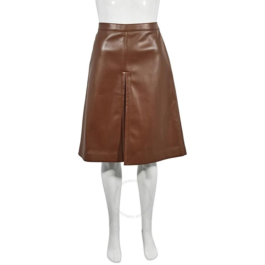 商品Burberry|Burberry Ladies Dark Cheshnut Box Pleated Detail Faux Leather Skirt, Brand Size 4 (US Size 2),价格¥2980,第1张图片