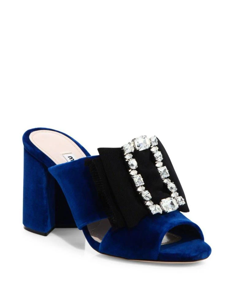 商品Miu Miu|Embellished Bow Velvet Mules,价格¥2968,第1张图片