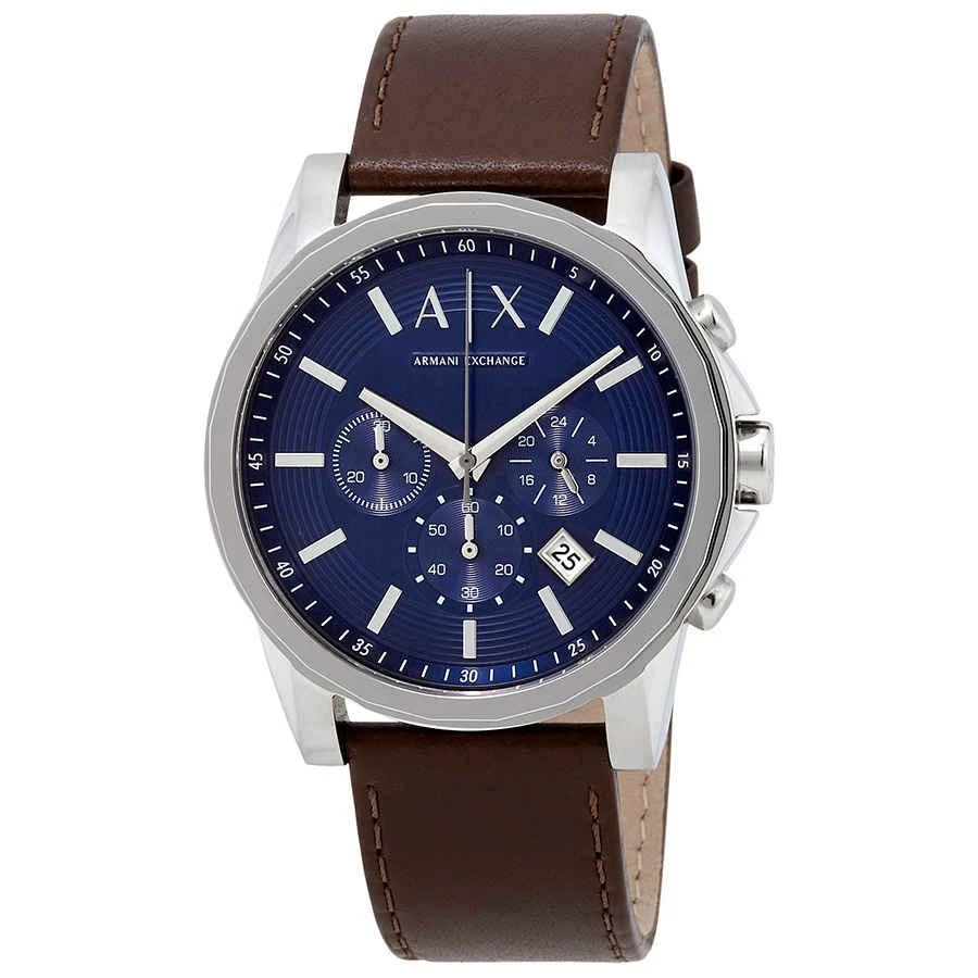 商品Armani Exchange|Chronograph Blue Dial Brown Leather Men's Watch AX2501,价格¥518,第1张图片