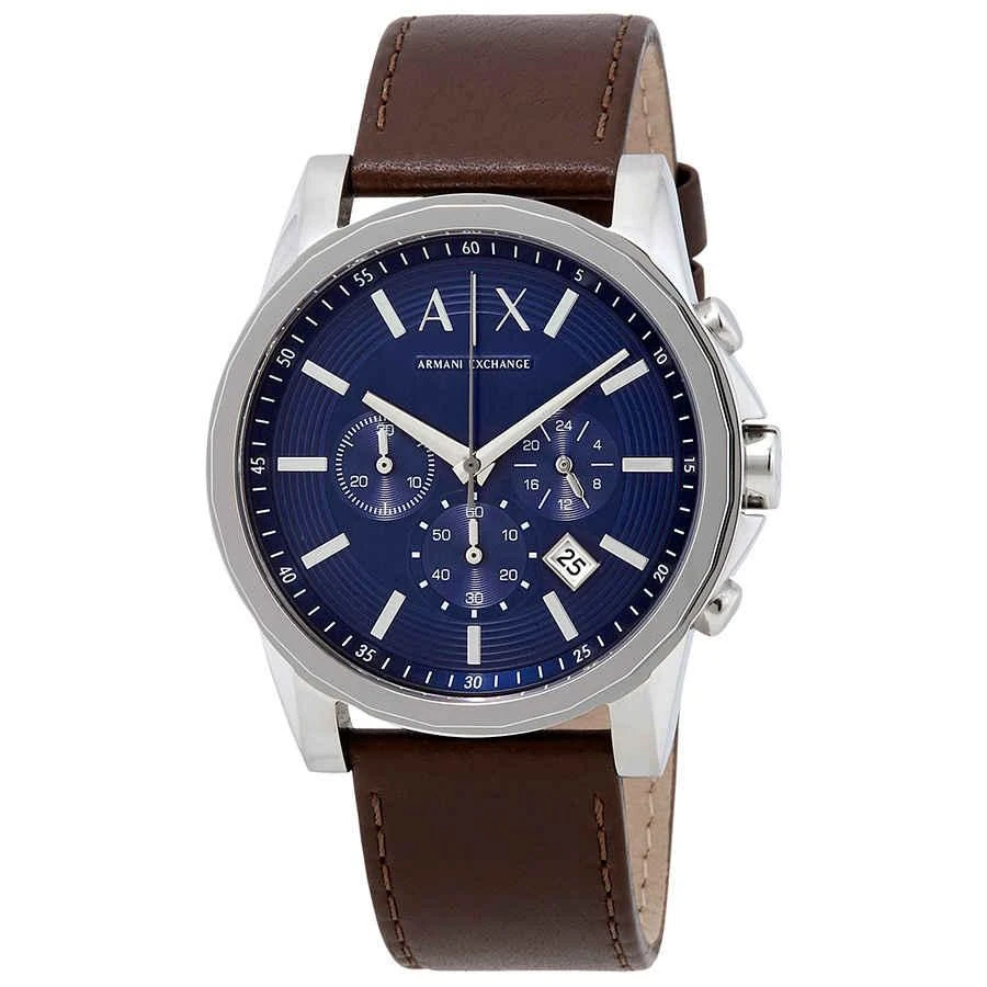 商品Armani Exchange|Armani Exchange Chronograph Blue Dial Brown Leather Mens Watch AX2501,价格¥514,第1张图片