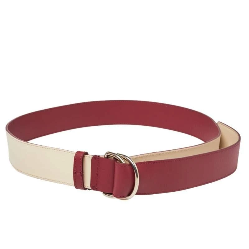 商品Burberry|Burberry Wine Red/Ivory Leather Double D Ring Reversible Belt S,价格¥1768,第1张图片