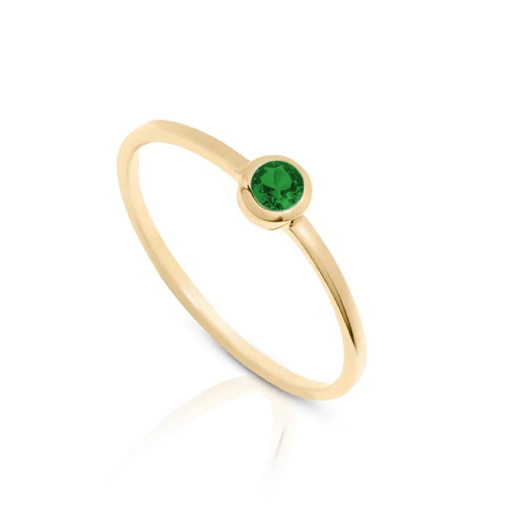 商品MAXCOLOR|14K Gold Vermeil Birthstone 3MM Cubic Zirconia Solitaire Ring,价格¥358,第3张图片详细描述