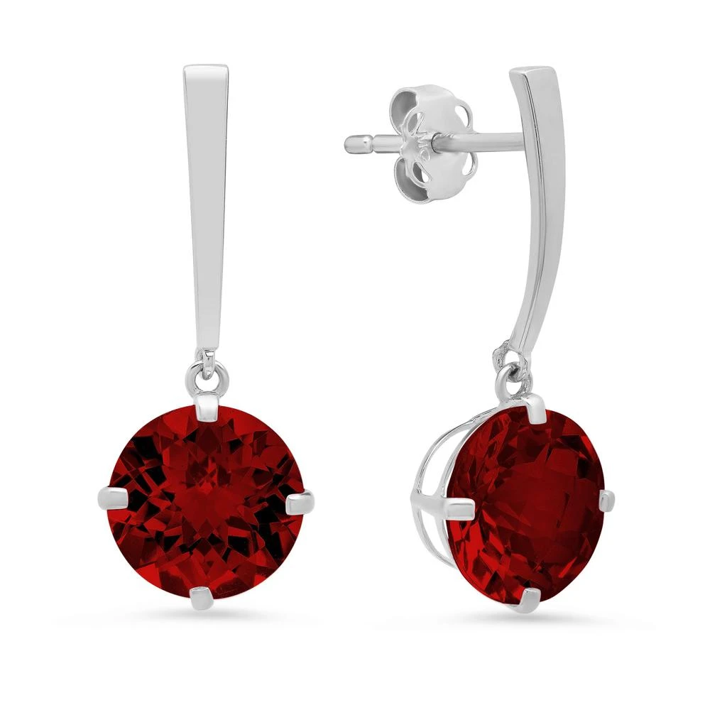 商品MAX + STONE|14k White Gold Solitaire Round-Cut Gemstone Drop Earrings (8mm),价格¥1028,第2张图片详细描述