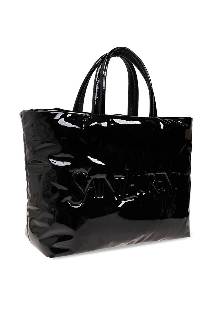 トートバッグ SAINT LAURENT BLACK RAFFIA TOTE BAG WITH LOGO SAINT LAURENT - Black Raffia Logo Oxalis Tote Shoulder Bag