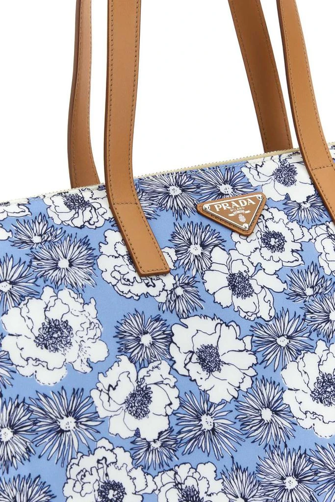 商品Prada|Prada Allover Floral Printed Triangle Logo Tote Bag,价格¥8791,第4张图片详细描述