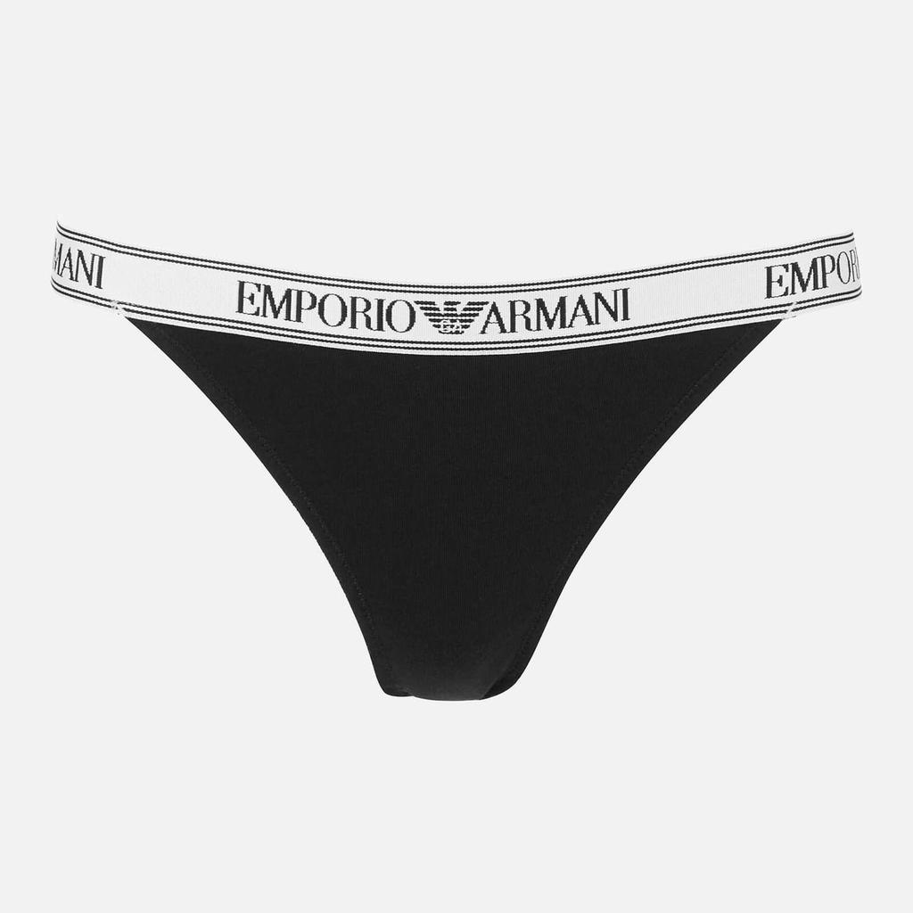 商品Emporio Armani|Emporio Armani Women's Iconic Logoband Bi-Pack T-Thong - Black,价格¥156,第4张图片详细描述