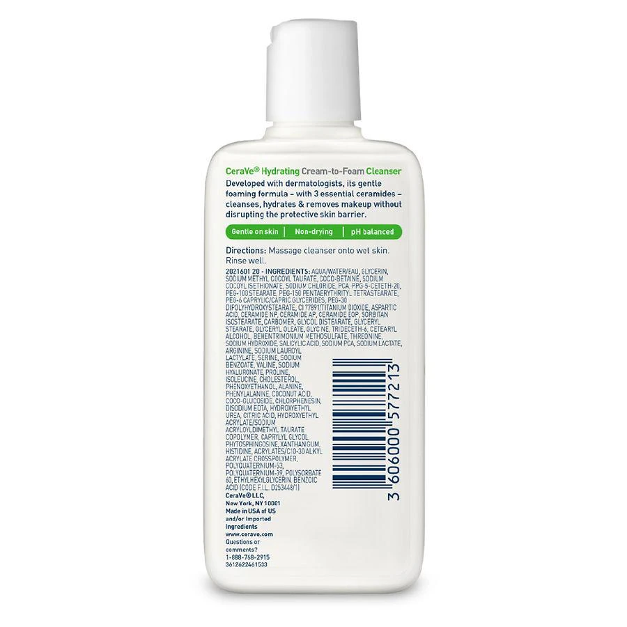 商品CeraVe|Hydrating Cream-to-Foam Face Cleanser,价格¥45,第2张图片详细描述