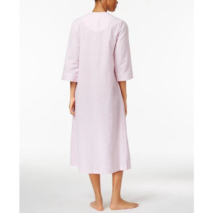 商品Miss Elaine|Smocked Seersucker Zip-Front Long Robe,价格¥298,第3张图片详细描述