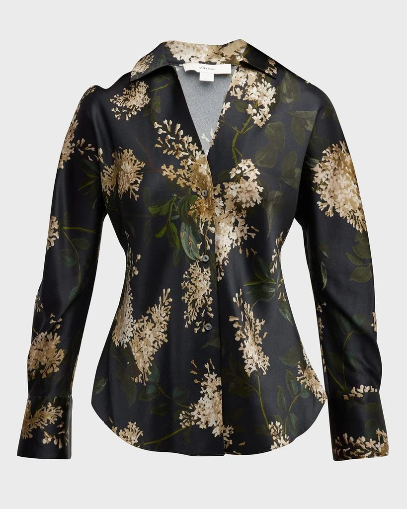 商品Vince|Floral-Print Silk Button-Front Blouse,价格¥1046,第3张图片详细描述