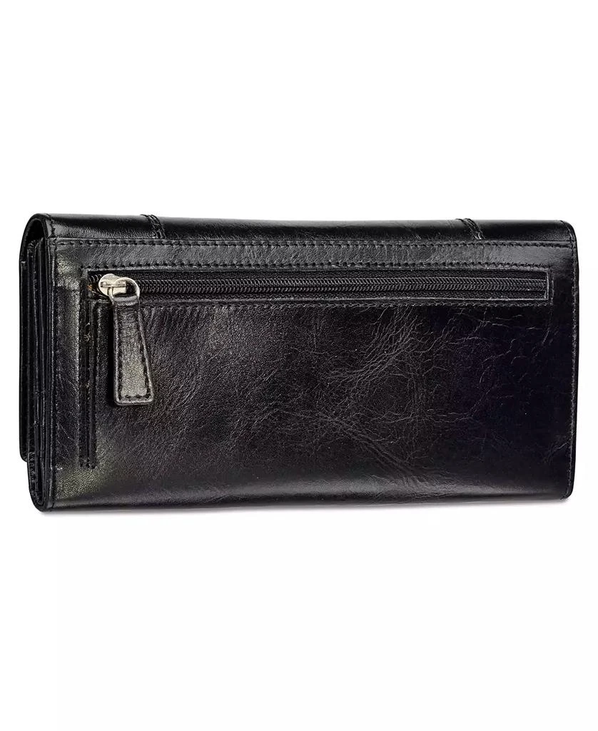 商品Mancini Leather Goods|Casablanca Collection RFID Secure Ladies Trifold Wing Wallet,价格¥430,第4张图片详细描述