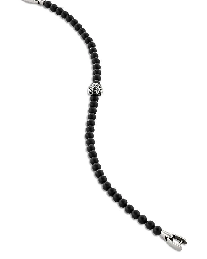 商品David Yurman|Sterling Silver Memento Mori Onyx & Diamond Skull Bead Bracelet,价格¥11162,第3张图片详细描述