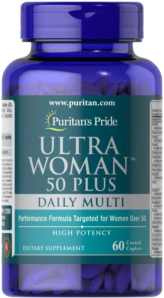 商品Puritan's Pride|Ultra Woman™ 50 Plus Multi-Vitamin 60 Caplets,价格¥149-¥298,第1张图片