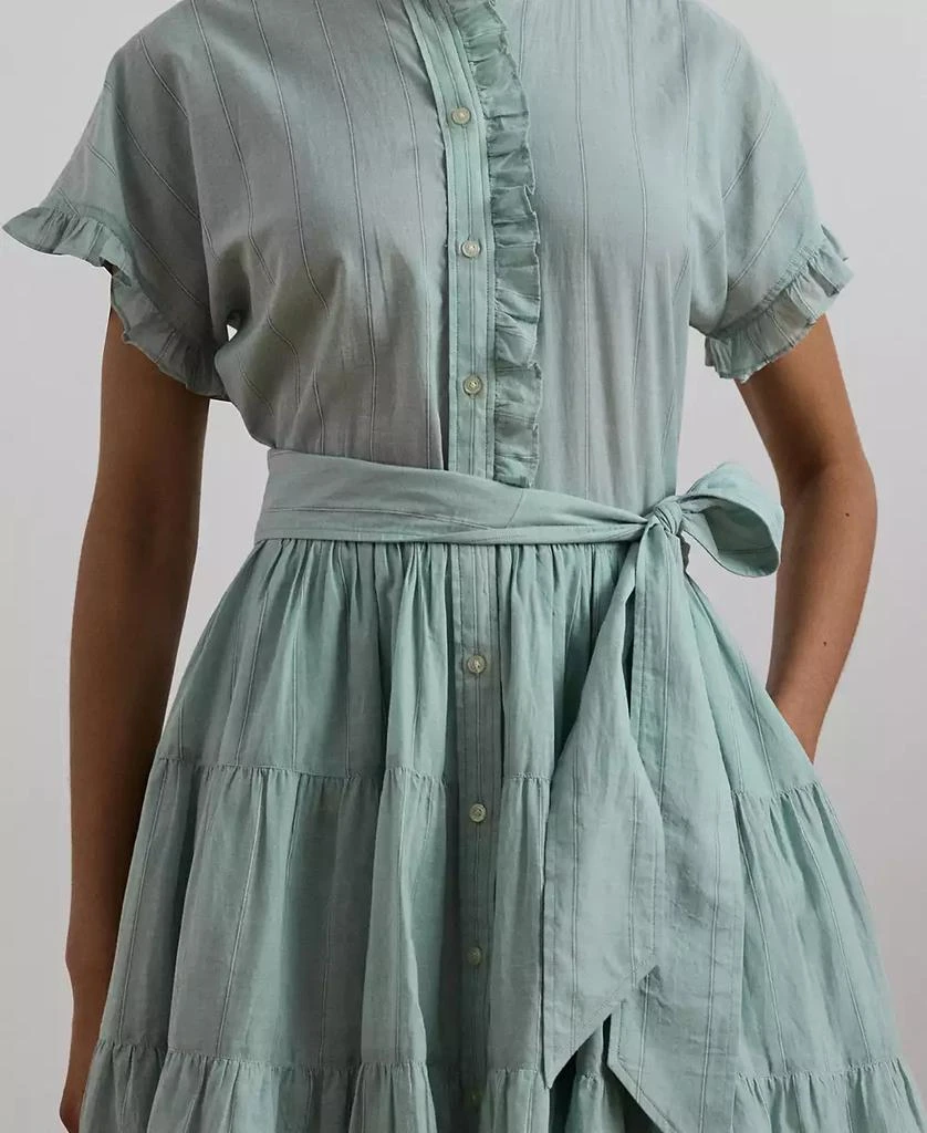 商品Ralph Lauren|Women's Striped Ruffle-Trim Voile Shirtdress,价格¥735,第4张图片详细描述