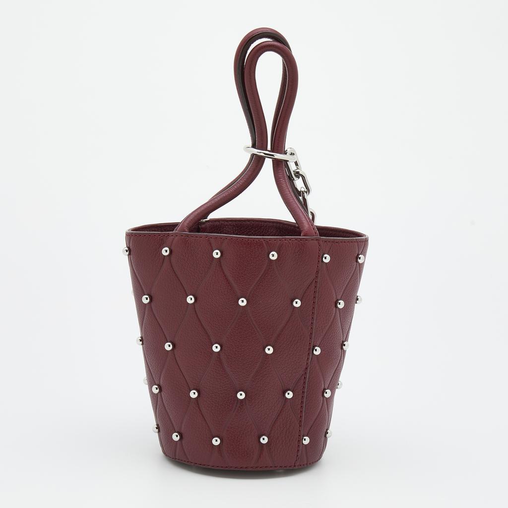 商品[二手商品] Alexander Wang|Alexander Wang Burgundy Leather Mini Roxy Studded Bucket Bag,价格¥2575,第6张图片详细描述