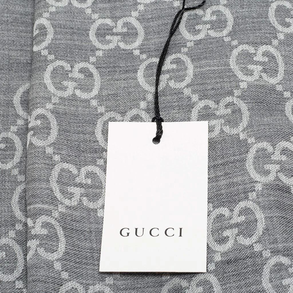 商品[二手商品] Gucci|Gucci Grey GG Monogram Wool & Silk Fringed Scarf,价格¥2697,第5张图片详细描述