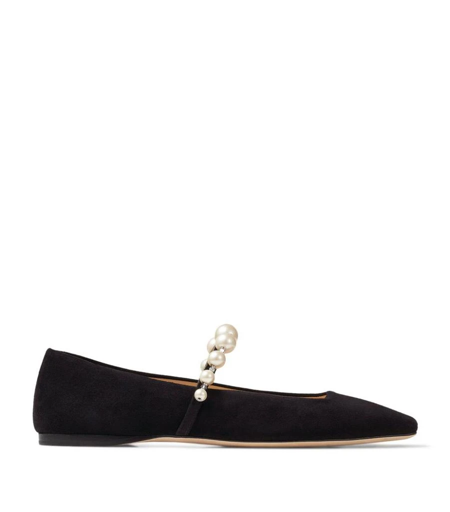 商品Jimmy Choo|Ade Embellished Suede Ballerina Flats,价格¥6899,第1张图片