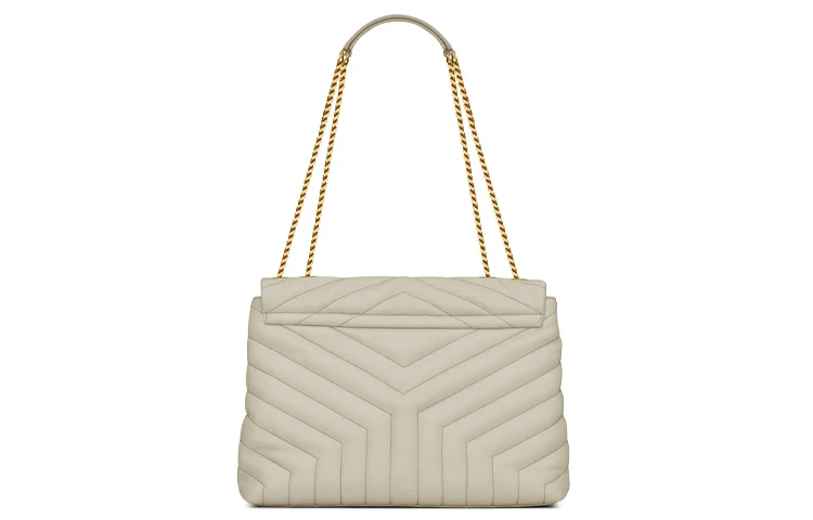 商品[国内直发] Yves Saint Laurent|圣罗兰 LOULOU 金标Logo 绗缝皮革 链条包单肩包斜挎包 中号 女款 白色 #百搭经典款#,价格¥18055,第5张图片详细描述