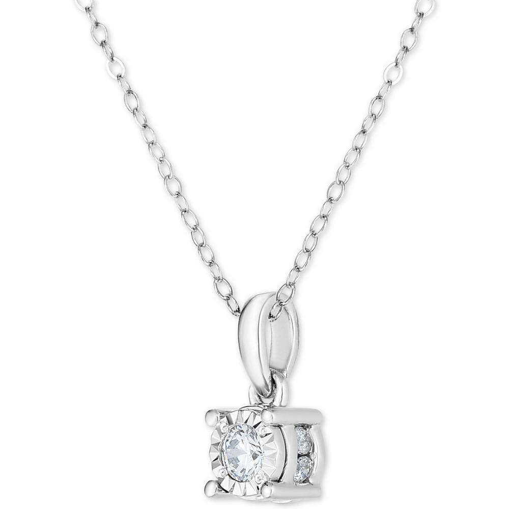 Diamond Solitaire 18" Pendant Necklace (1/4 ct. t.w.) in 14k White Gold商品第3张图片规格展示
