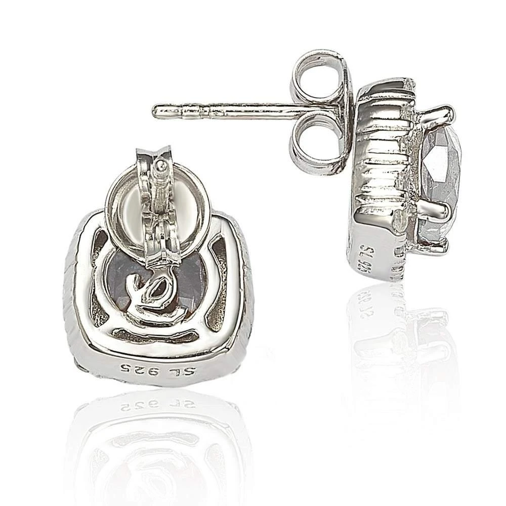 商品Suzy Levian|White Cubic Zirconia Sterling Silver Princess Diana Stud Earrings,价格¥1179,第2张图片详细描述