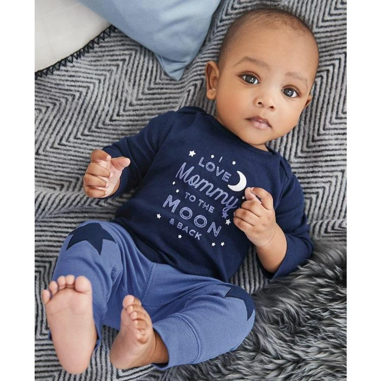商品Carter's|3-Pc. Cotton Moon T-Shirt, Bodysuit & Pants Set, Baby Boys,价格¥74,第2张图片详细描述