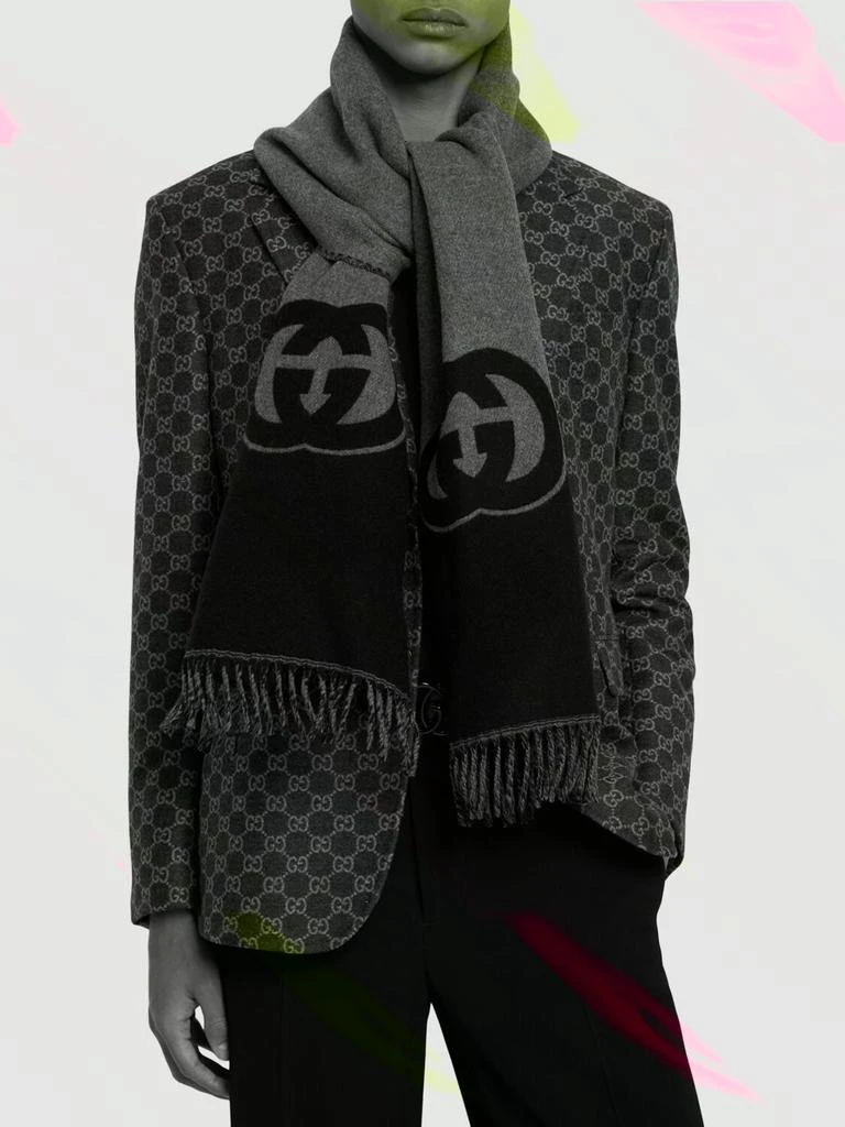 商品Gucci|Interlocking Gg Wool & Cashmere Scarf,价格¥4131,第2张图片详细描述