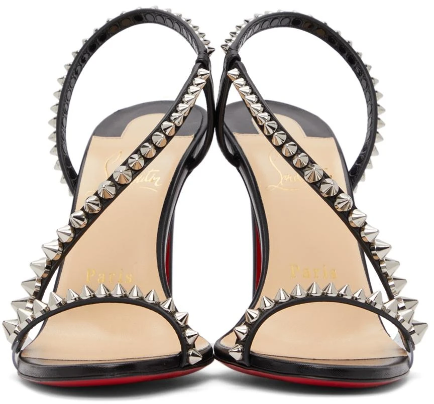商品Christian Louboutin|Black Rosalie Spikes 100 Heeled Sandals,价格¥6567,第2张图片详细描述