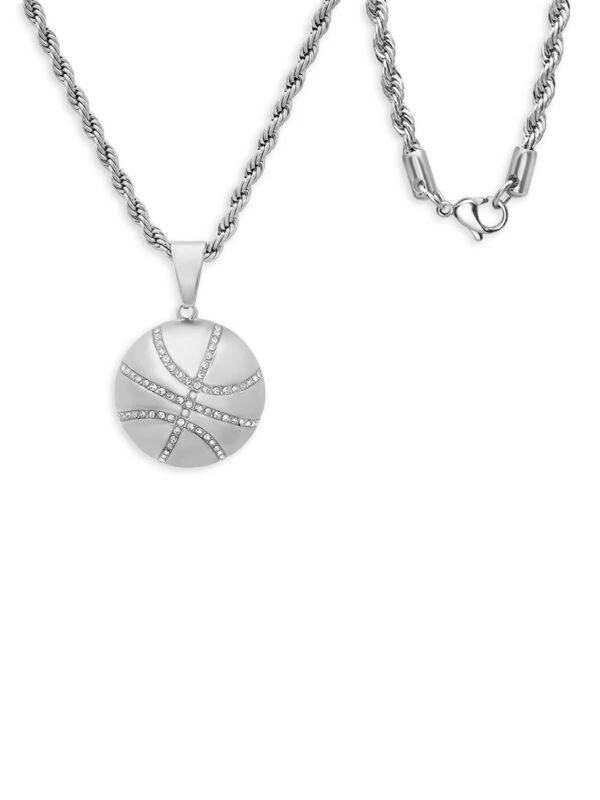 商品Anthony Jacobs|Stainless Steel & Simulated Diamond Basketball Pendant Necklace,价格¥469,第2张图片详细描述