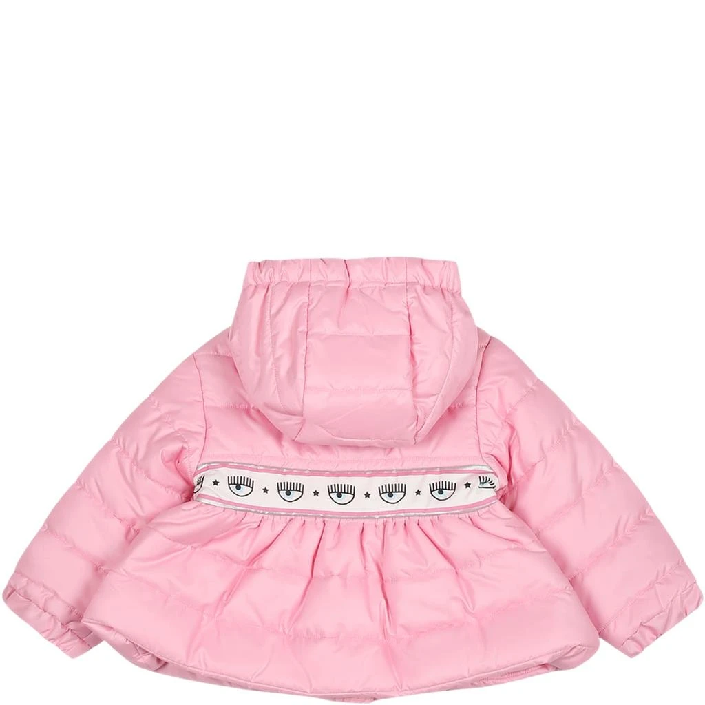 商品Chiara Ferragni|Pink Down Jacket For Baby Girl With Eyestar,价格¥1553,第2张图片详细描述