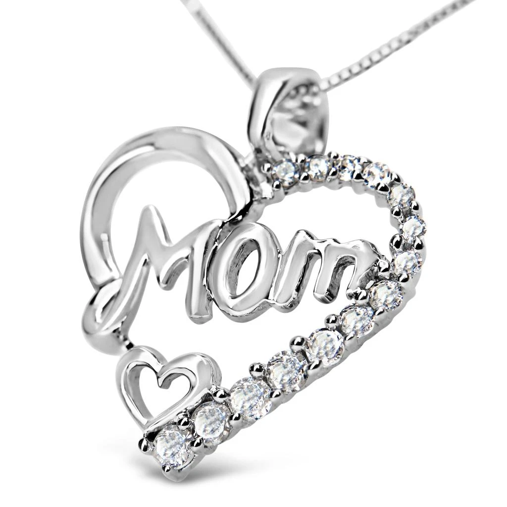商品Haus of Brilliance|.925 Sterling Silver 1/4 Cttw Round Diamond "Mom" Heart Pendant 18" Necklace,价格¥1230,第2张图片详细描述