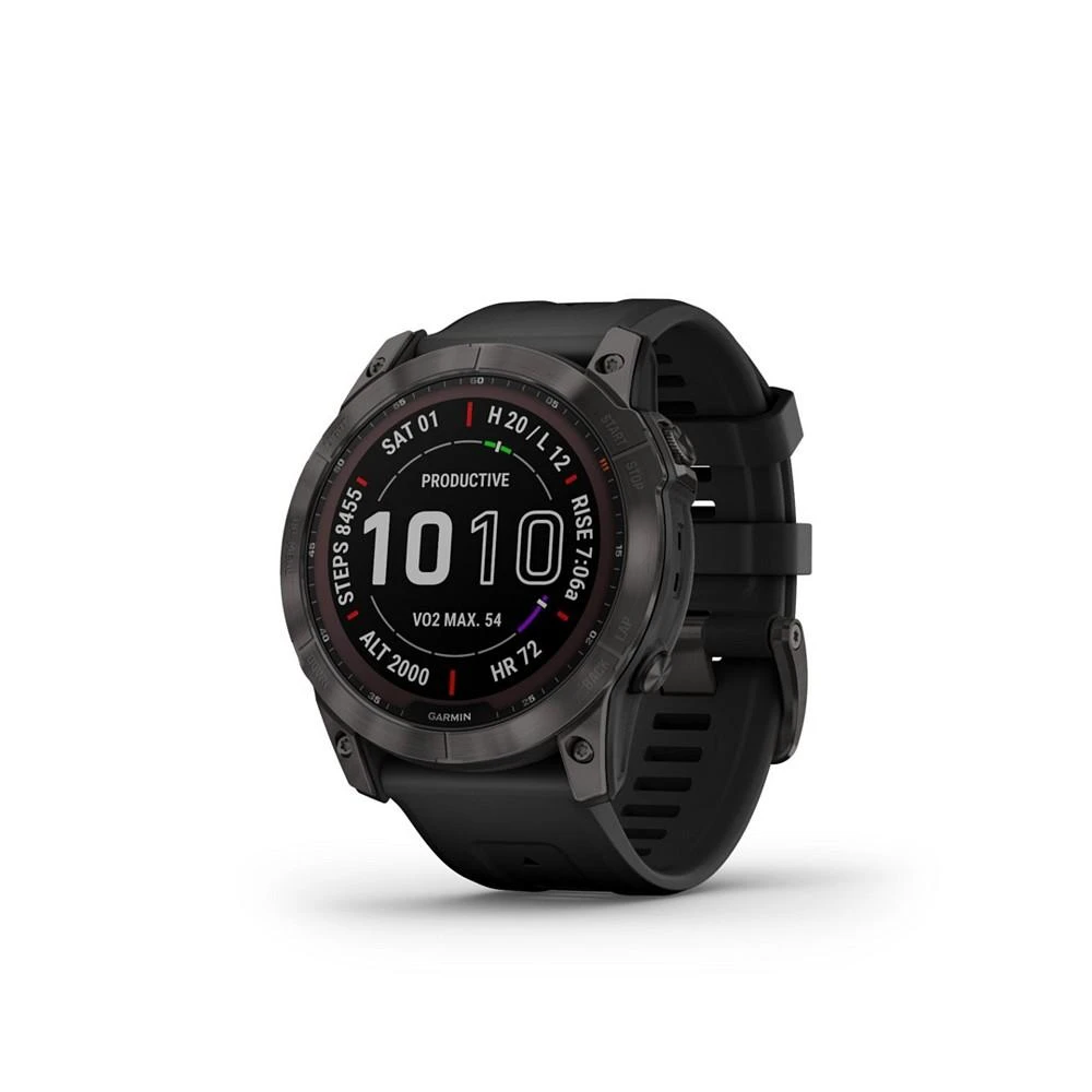 商品Garmin|Unisex Fenix 7X Sapphire Solar Carbon Gray Diamond like Carbon Titanium with Black Silicone Band Smart Watch 51mm,价格¥7419,第1张图片