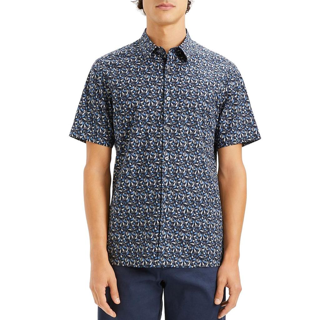 Theory Mens Collared Printed Button-Down Shirt商品第1张图片规格展示