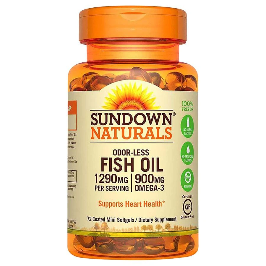 商品Sundown Naturals|Odorless Omega-3 Fish Oil 1,290 mg Dietary Supplement Mini Softgels,价格¥147,第1张图片