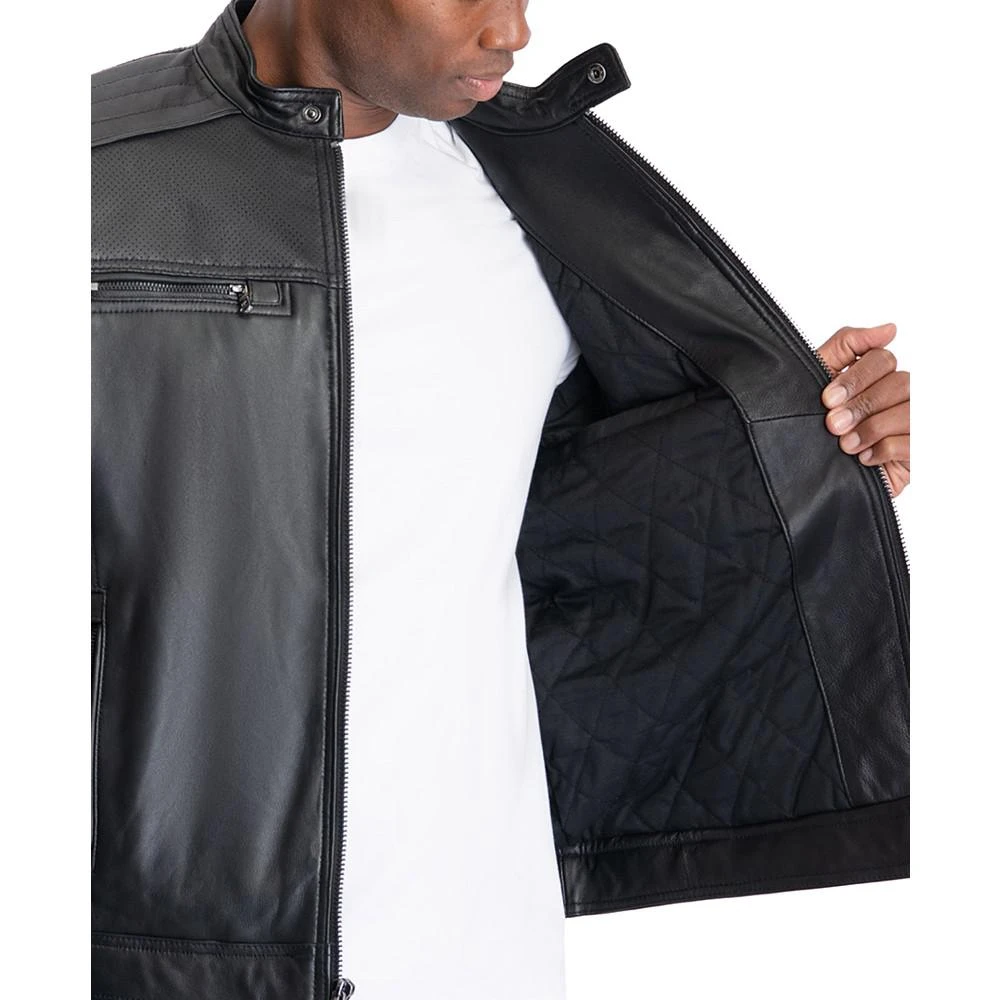 商品Michael Kors|Men's Perforated Leather Moto Jacket, Created for Macy's,价格¥2685,第3张图片详细描述