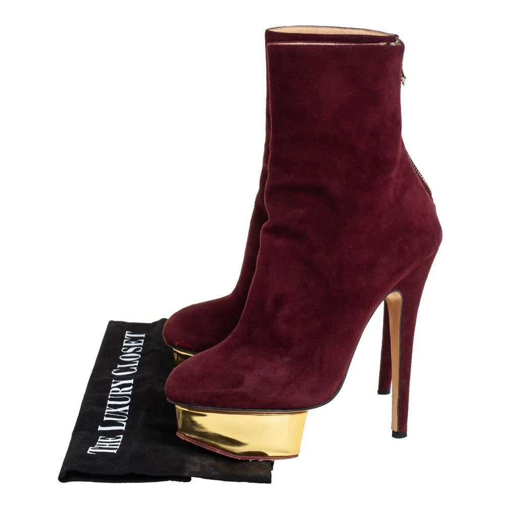 Charlotte Olympia Burgundy Suede  Ankle Boots Size 36 商品