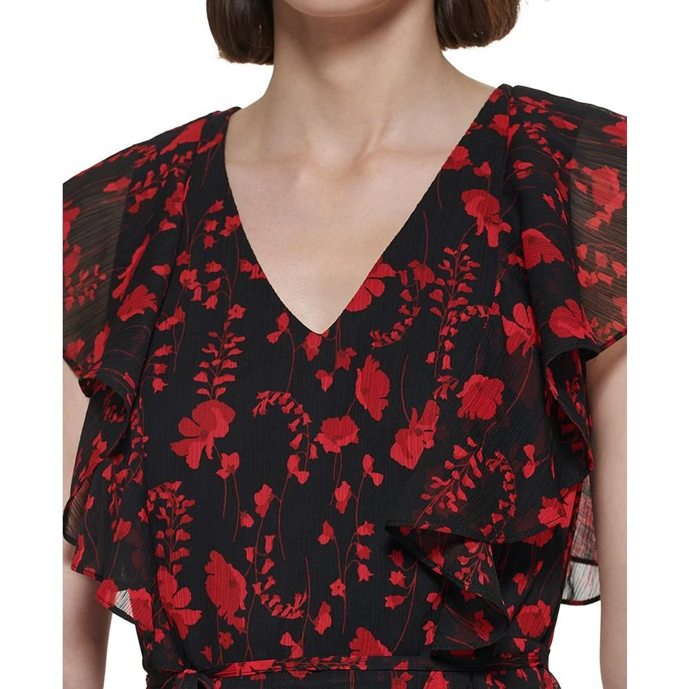 商品Tommy Hilfiger|Petite Floral-Print Ruffled Fit & Flare Dress,价格¥591,第3张图片详细描述