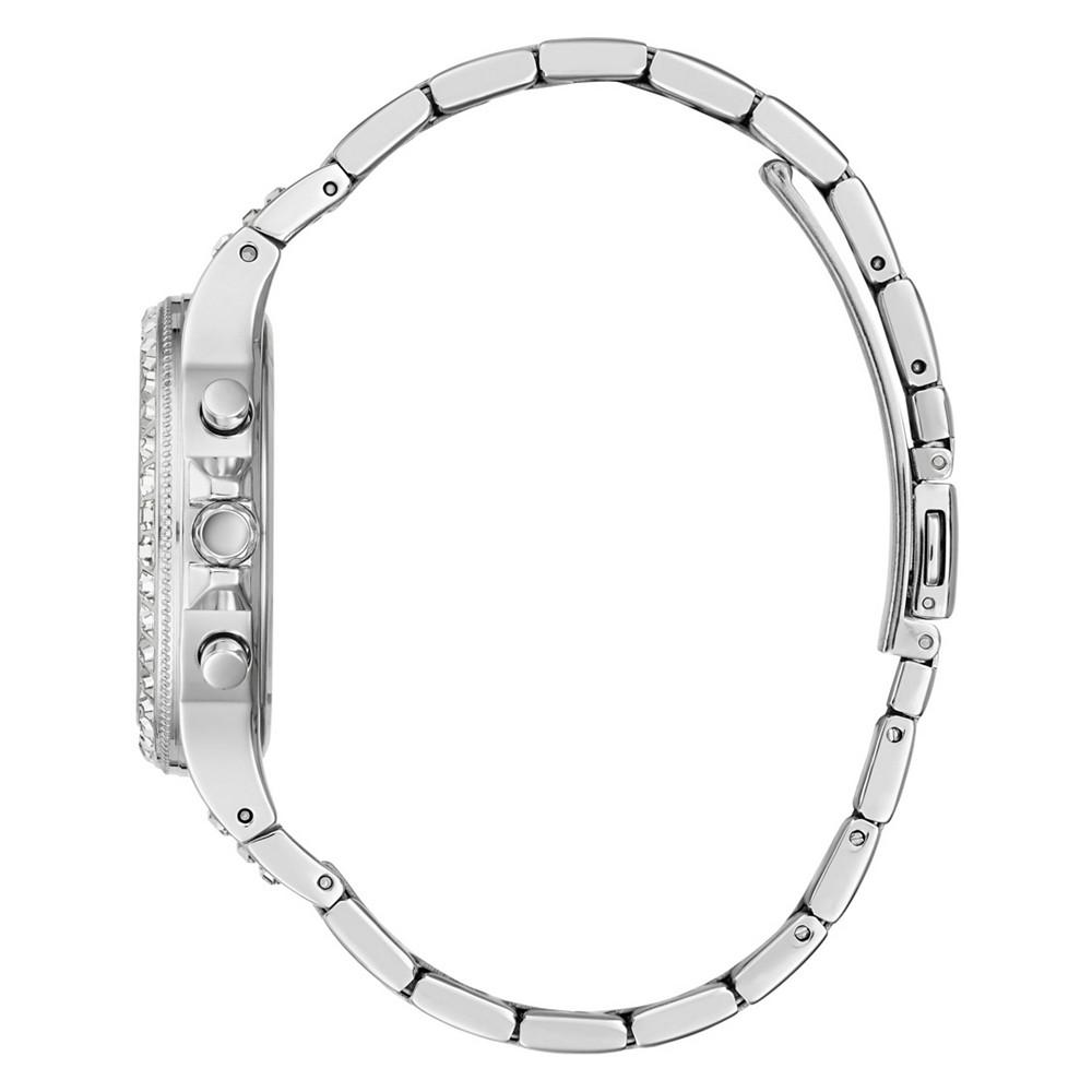 Women's Silver-Tone Stainless Steel Glitz Bracelet Multi-Function Watch 36mm商品第2张图片规格展示