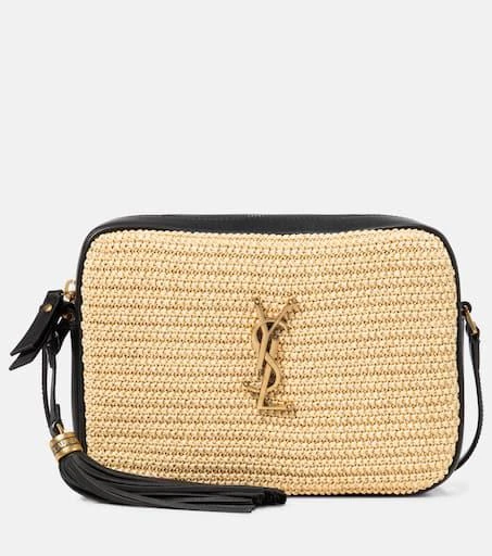 商品Yves Saint Laurent|Lou leather-trimmed raffia crossbody bag,价格¥13596,第1张图片