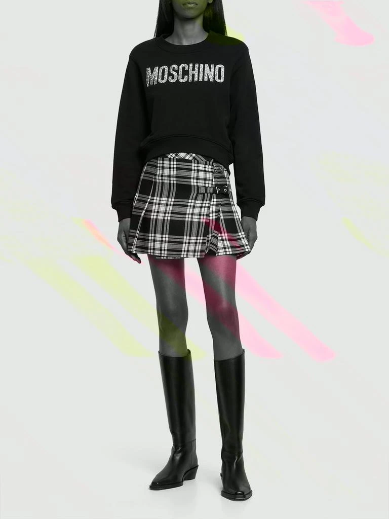 商品Moschino|Jersey Logo Long Sleeve Crop Sweatshirt,价格¥4377,第1张图片