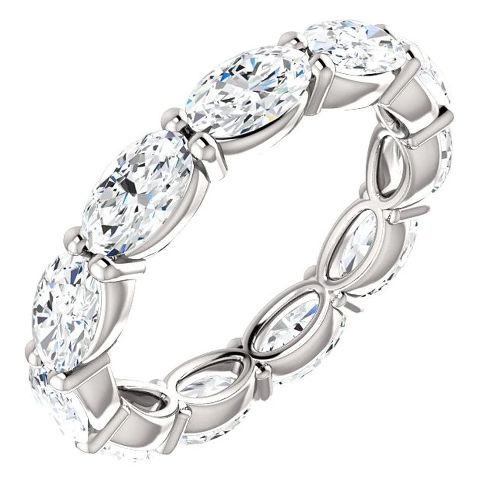 商品Pompeii3|G/VS 4 Ct Oval Moissanite Eternity Ring 14k White Gold,价格¥6355,第3张图片详细描述