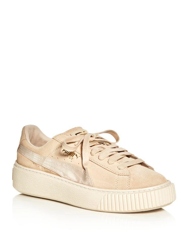 商品Puma|PUMA Women's Satin Stripe Platform Lace Up Sneakers,价格¥659,第1张图片