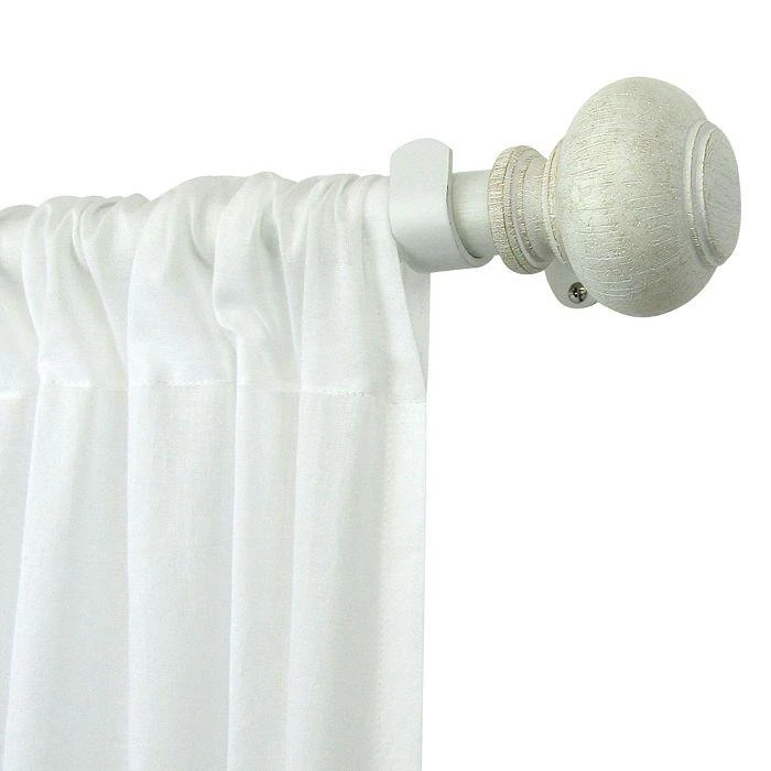 Rhinebeck Adjustable Curtain Rod with Faux Wood Ball Finials, 48"-86" 商品