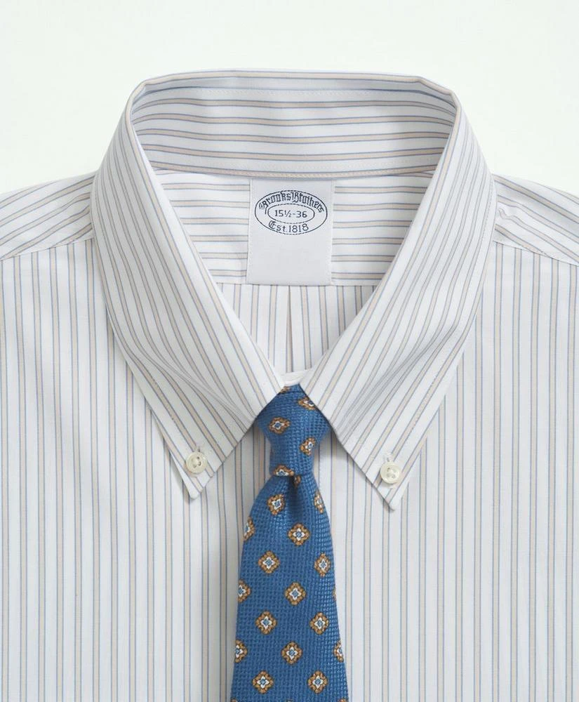 商品Brooks Brothers|Stretch Supima® Cotton Non-Iron Poplin Button Down Collar, Ground Stripe Dress Shirt,价格¥471,第4张图片详细描述
