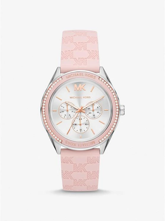 商品Michael Kors|Oversized Jessa Silver-Tone and Embossed Silicone Watch,价格¥1115,第1张图片