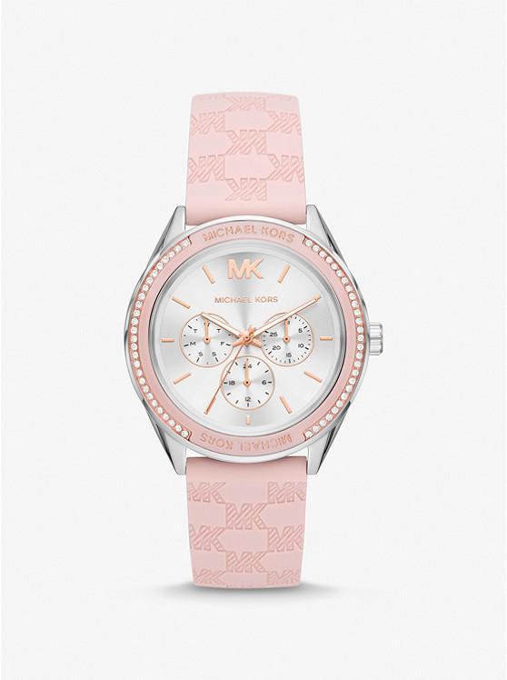 商品Michael Kors|Oversized Jessa Silver-Tone and Embossed Silicone Watch,价格¥1181,第1张图片