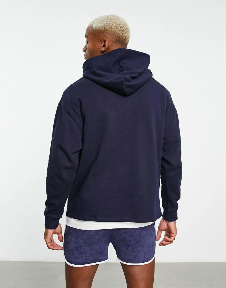 商品ASOS|ASOS DESIGN oversized hoodie with rugby neck in navy,价格¥166,第2张图片详细描述