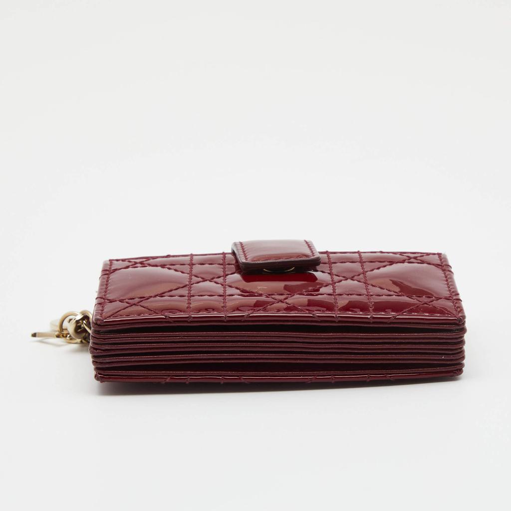 Dior Red Cannage Patent Leather Lady Dior 5 Gusset Card Holder商品第7张图片规格展示