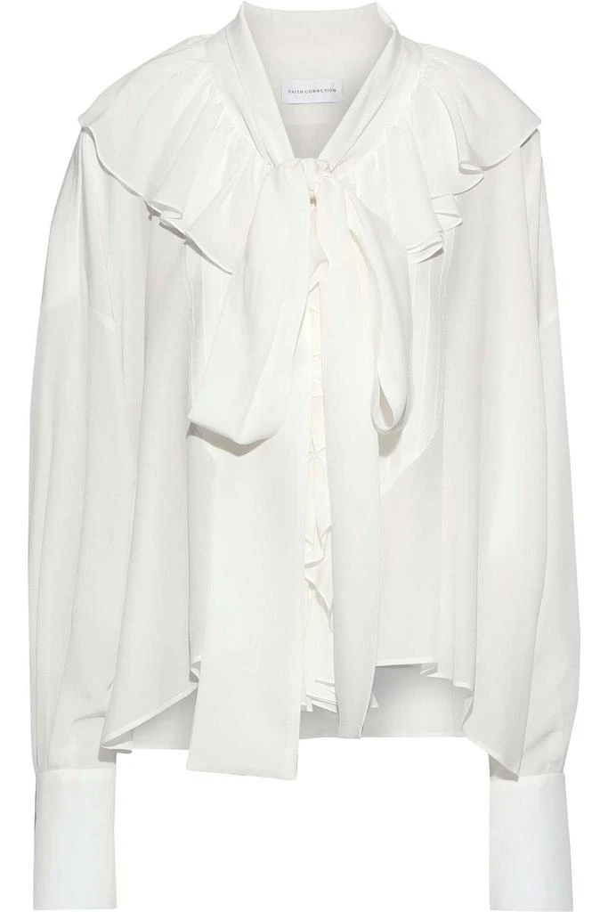 商品Faith Connexion|Lavalliere pussy-bow ruffled washed-silk blouse,价格¥2945,第3张图片详细描述