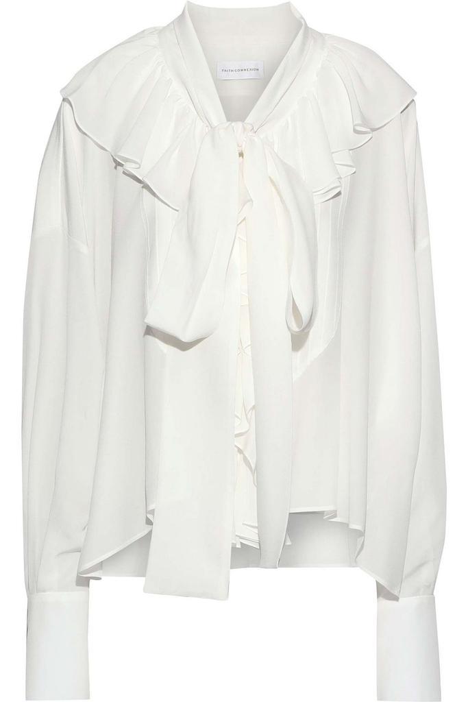 商品Faith Connexion|Lavalliere pussy-bow ruffled washed-silk blouse,价格¥2815,第5张图片详细描述