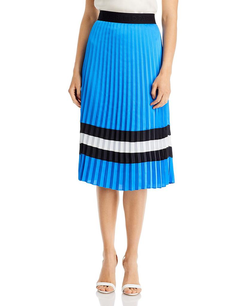 Color Blocked Pleated Midi Skirt商品第1张图片规格展示